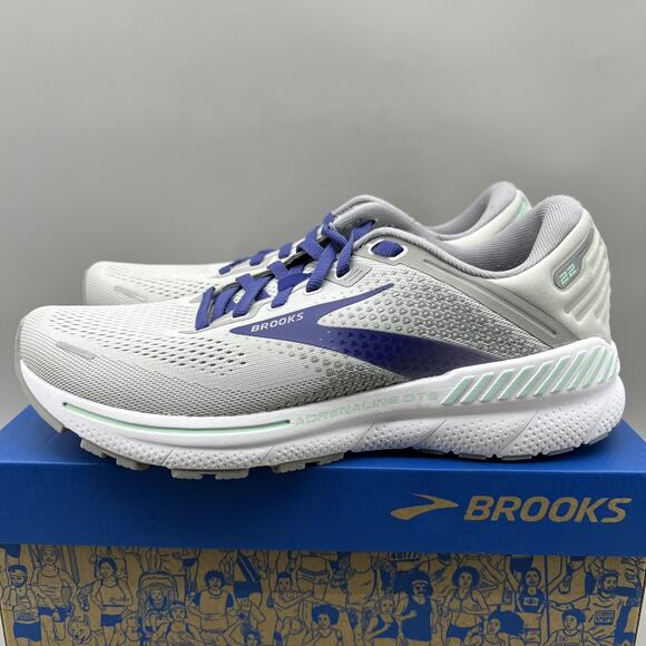 Brooks Adrenaline GTS 22 Running Sneakers Women Size 9.5 Gray Blue Comfort Shoes - Picture 3 of 9